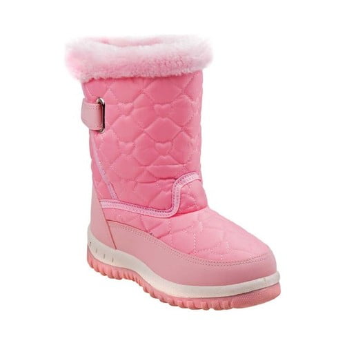 Rugged Bear Heart Shaped Quilted Detail Toddler Girls\u0027 Snow Boots
